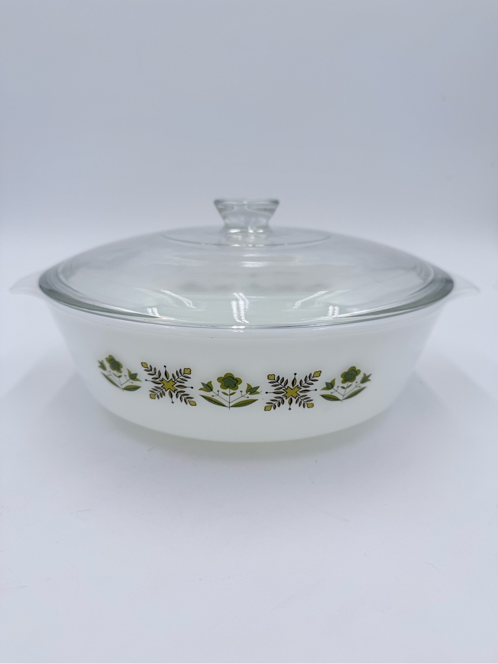 Vintage Fire King 2 Quart Green Meadow Casserole Dish #438 With Lid